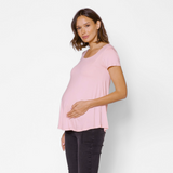 Polera Maternal Ruedo Curvo Algodón Rosa