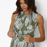 Vestido Lactancia Gabriela Largo Hojas Verde