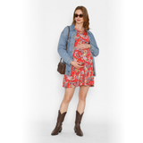 Vestido Maternal Al Cuello Calabazas Rojas