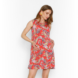 Vestido Maternal Al Cuello Calabazas Rojas