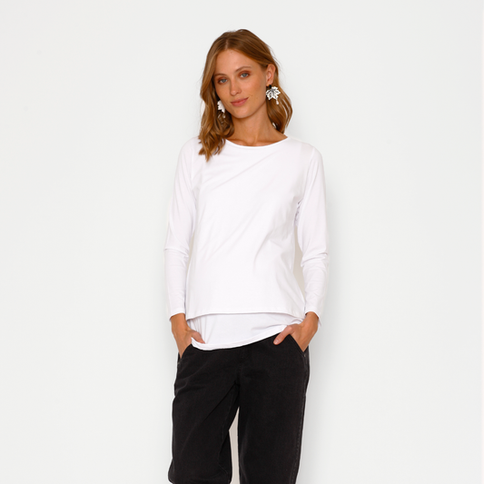 Polera Lactancia Doble Manga Larga Blanco