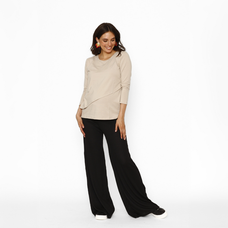 Pantalón Maternal Ancho Lanilla Negro