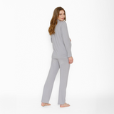 Pijama Maternal Camisero Manga Larga Gris