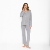 Pijama Maternal Camisero Manga Larga Gris