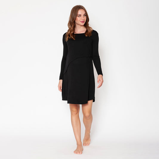 Vestido Lactancia Paz Manga Larga Negro