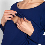 Polera Lactancia Paz Manga Larga Azul Marino