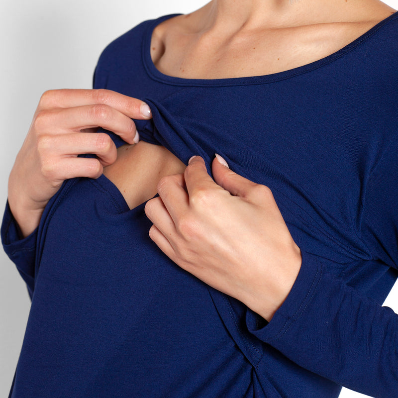 Polera Lactancia Paz Manga Larga Azul Marino