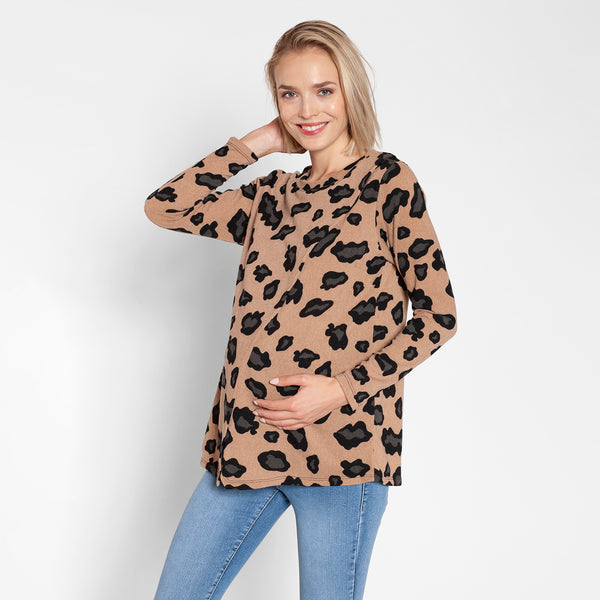 Sweater Maternal Capa Puntas Leopardo Beige 22