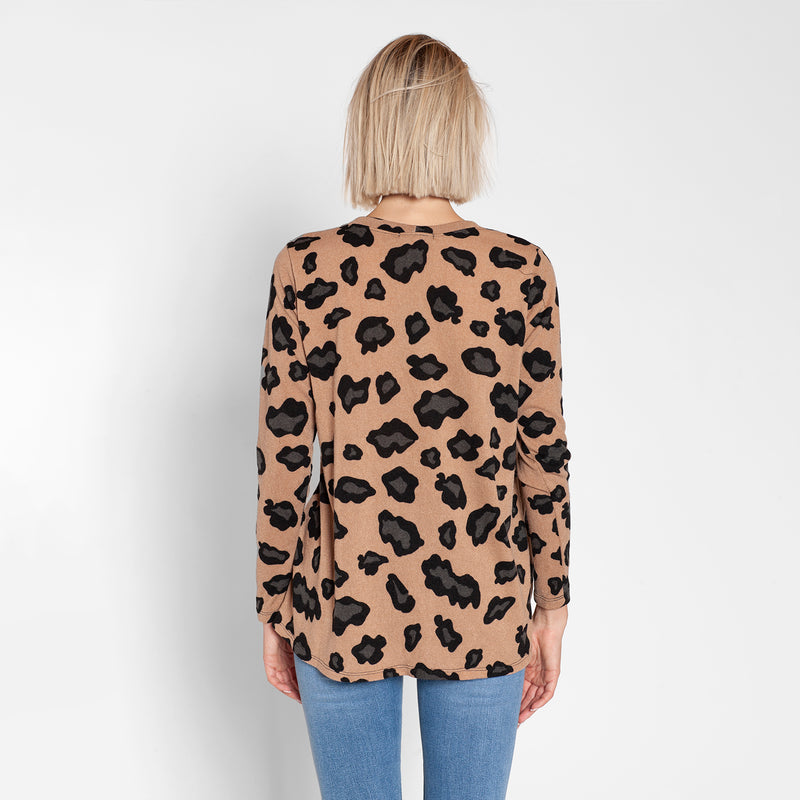 Sweater Maternal Capa Puntas Leopardo Beige 22