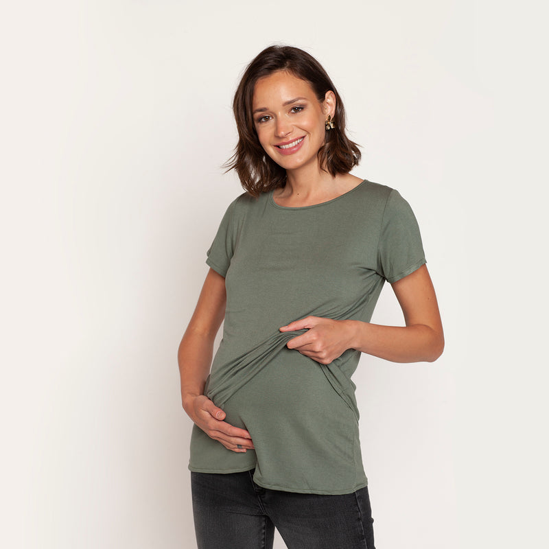 Polera Lactancia Doble Khaki